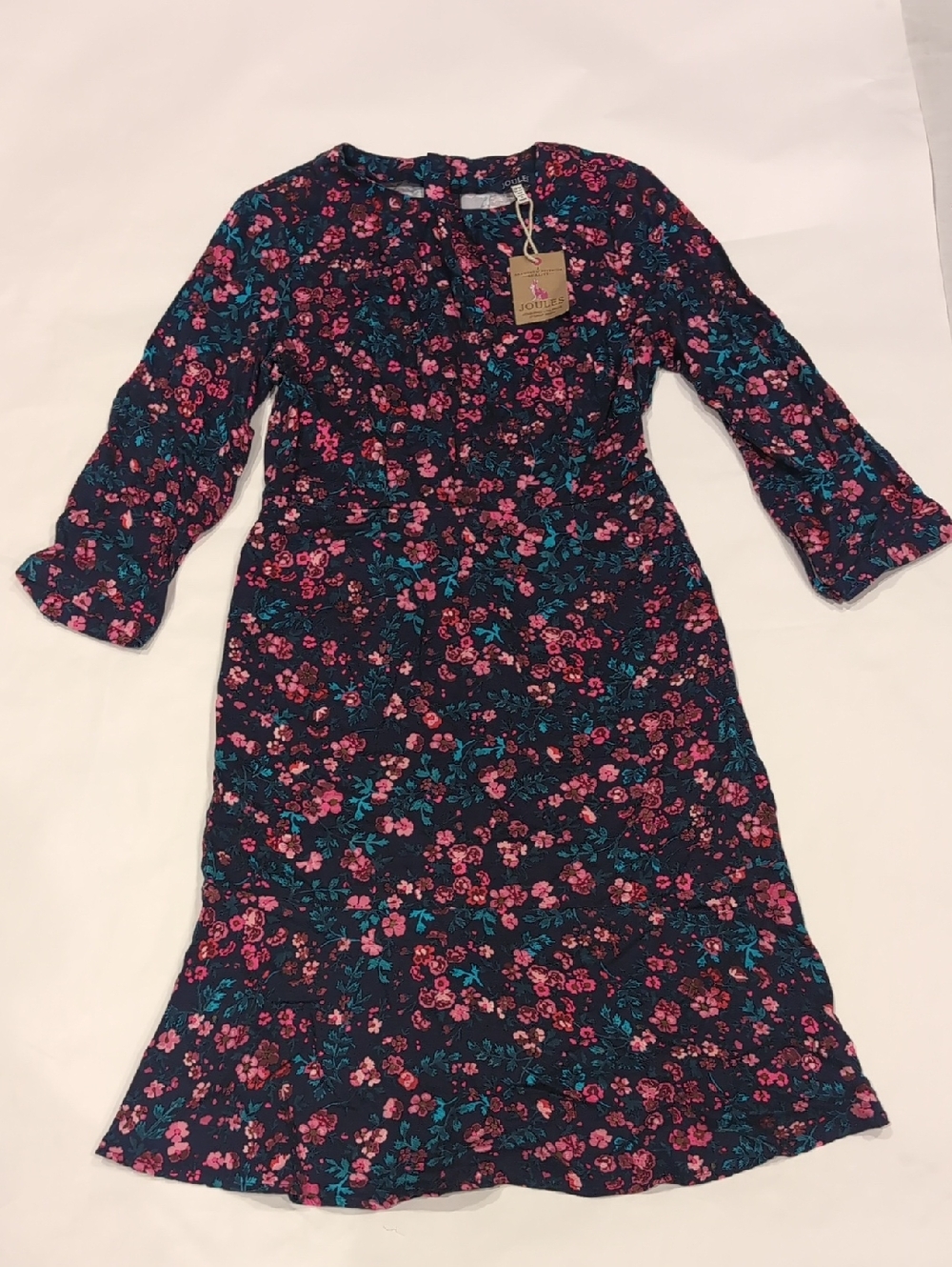 Joules Navy Floral 3/4 Sleeve Dress - 6